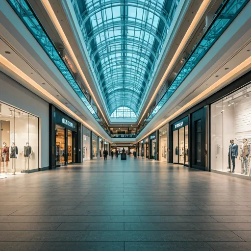 Bright interior of a high-traffic retail shopping center